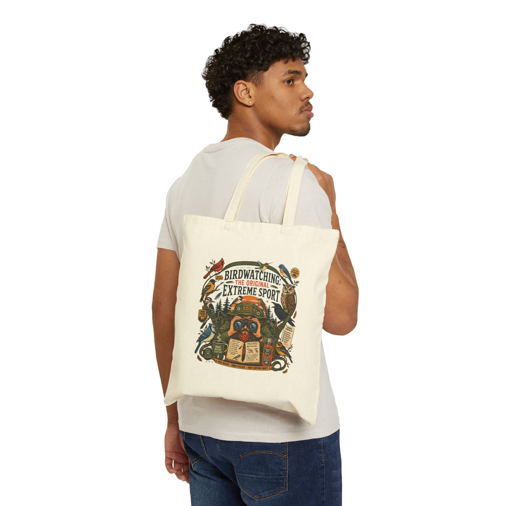 Tote Bag — "Birdwatching: The Original Extreme Sport" Cotton Canvas Tote