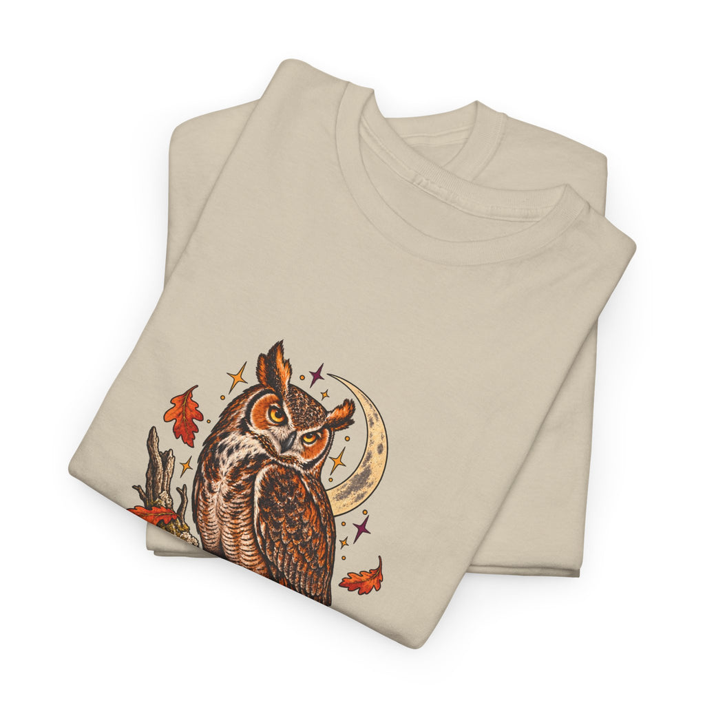 Night Shift Owl T-Shirt — Vintage Autumn Owl Graphic Tee
