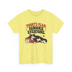 Cat T-Shirt — "Today's Plan: Ignore Everyone" Funny Lazy Cat Tee