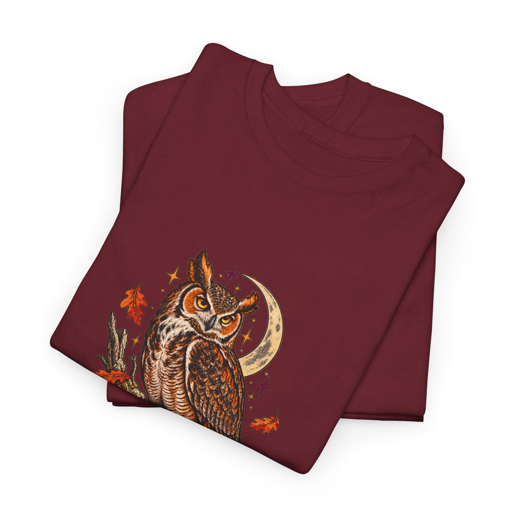 Night Shift Owl T-Shirt — Vintage Autumn Owl Graphic Tee