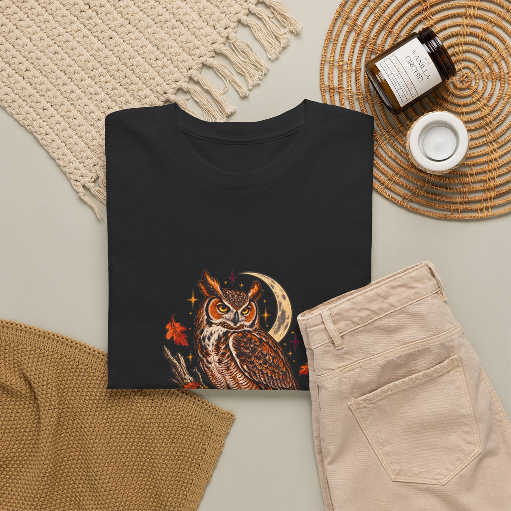 Night Shift Owl T-Shirt — Vintage Autumn Owl Graphic Tee