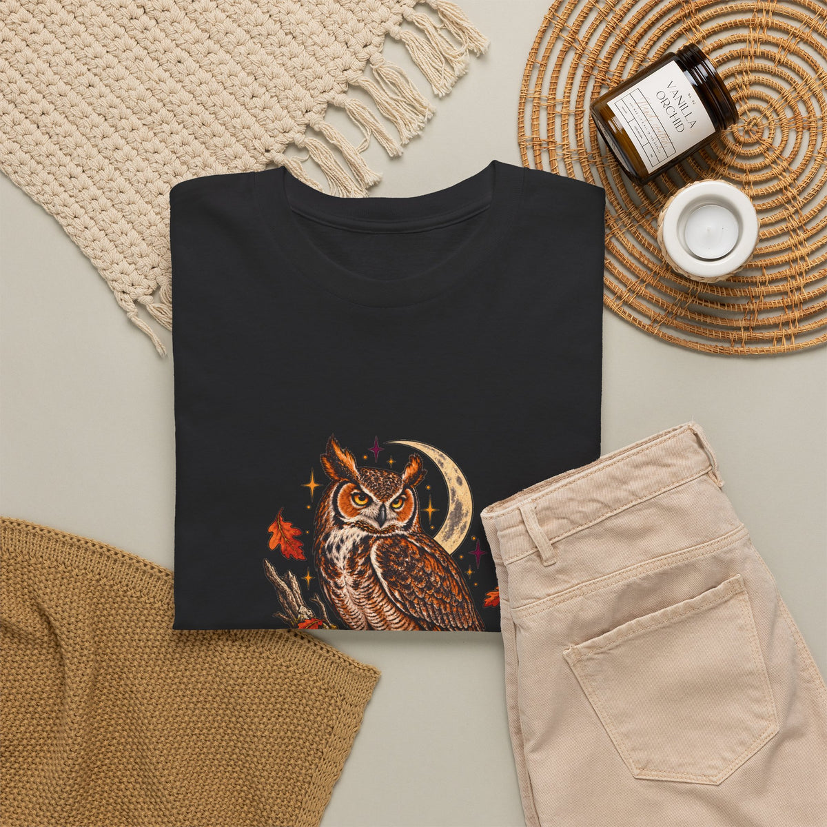 Night Shift Owl T-Shirt — Vintage Autumn Owl Graphic Tee