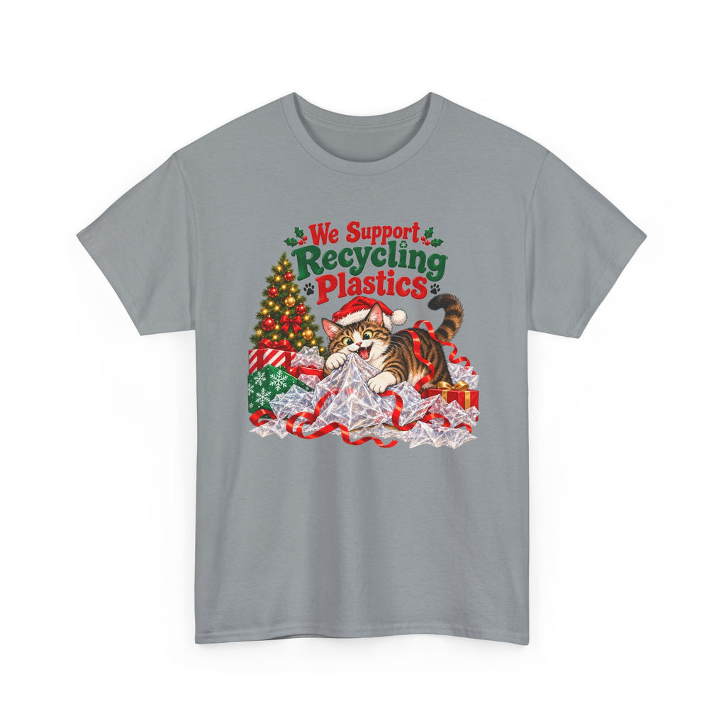 Recycling Plastics Cat Christmas T-Shirt