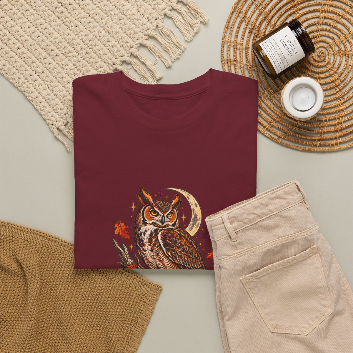 Night Shift Owl T-Shirt — Vintage Autumn Owl Graphic Tee