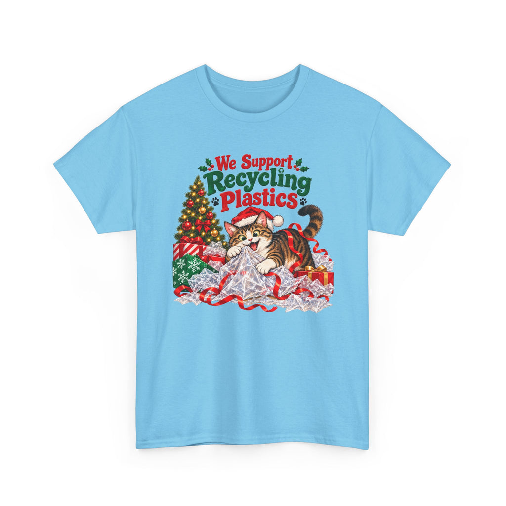 Recycling Plastics Cat Christmas T-Shirt