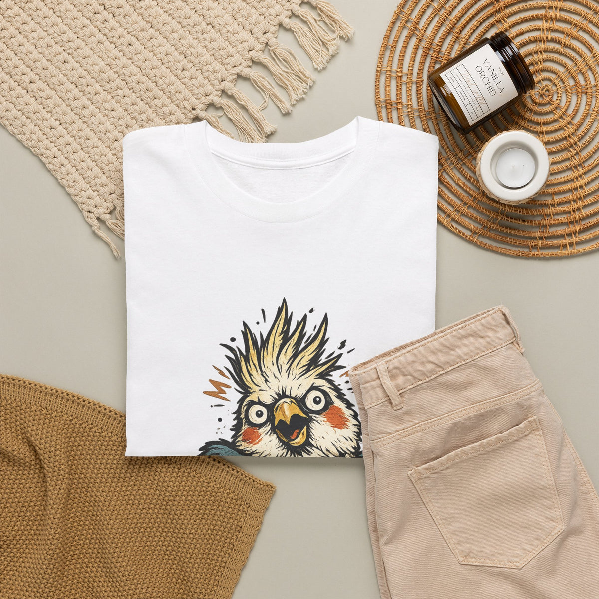 Unhinged & Fully Feathered Tee — Funny Cockatiel Bird Graphic T-Shirt