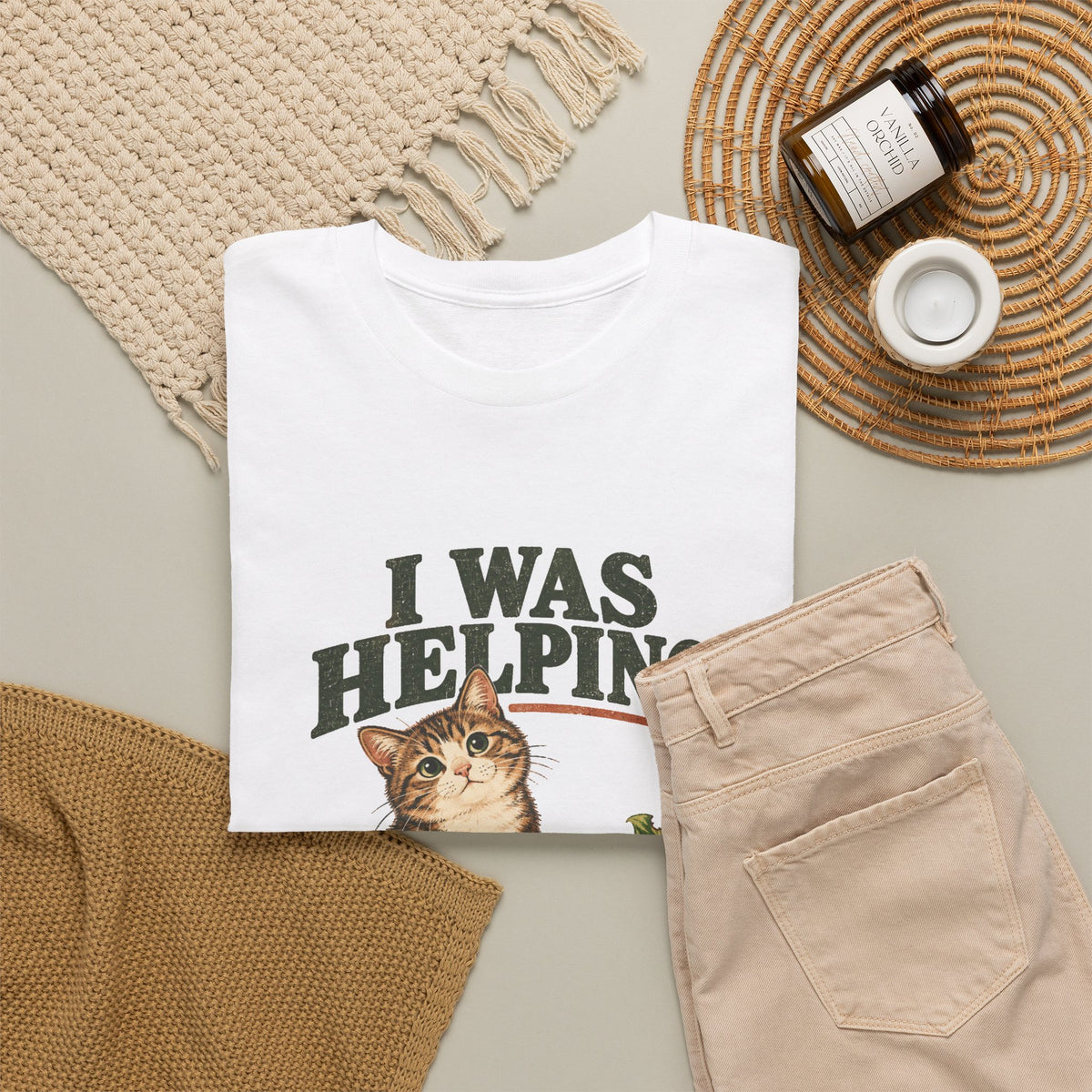 Cat “I Was Helping” T‑Shirt