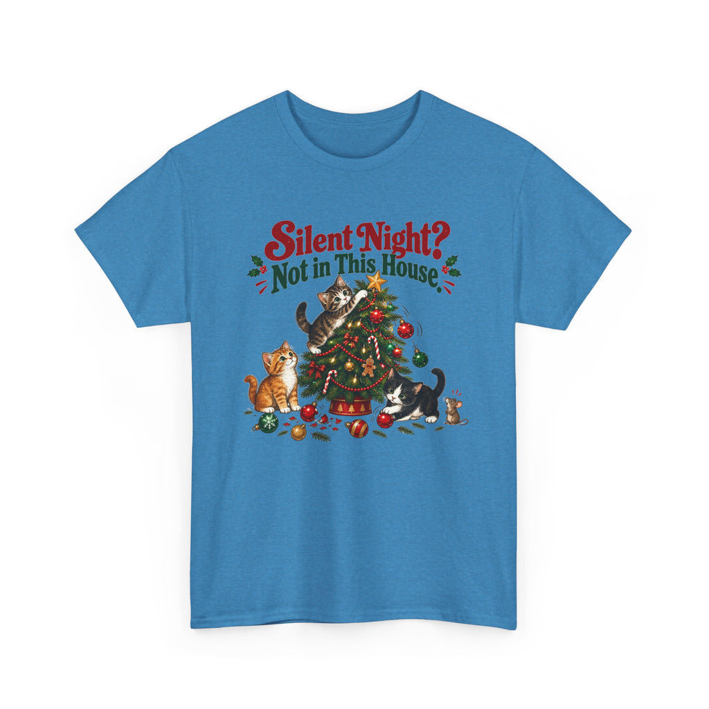 Silent Night? Not in This House Christmas Cat T-Shirt