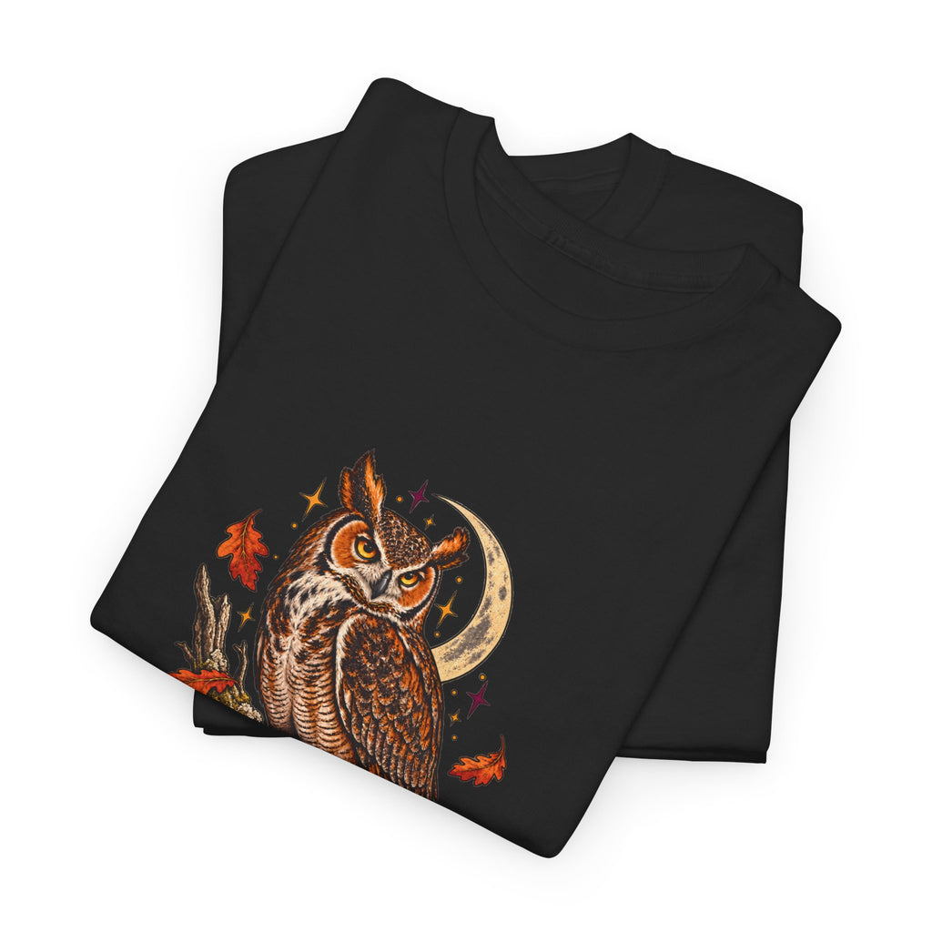 Night Shift Owl T-Shirt — Vintage Autumn Owl Graphic Tee