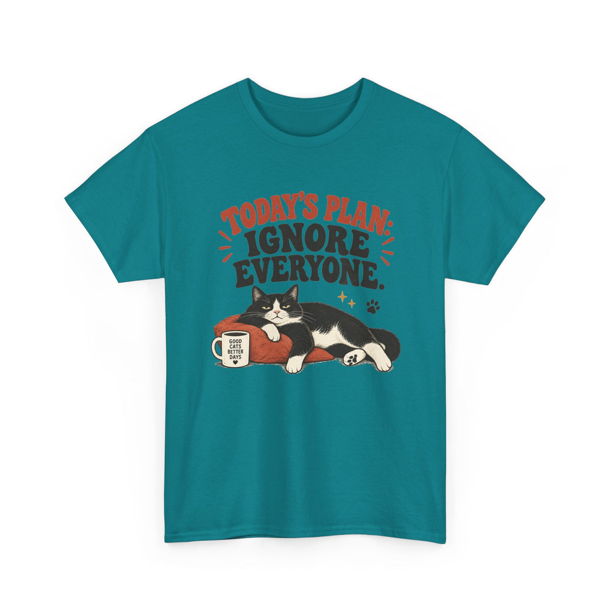Cat T-Shirt — "Today's Plan: Ignore Everyone" Funny Lazy Cat Tee