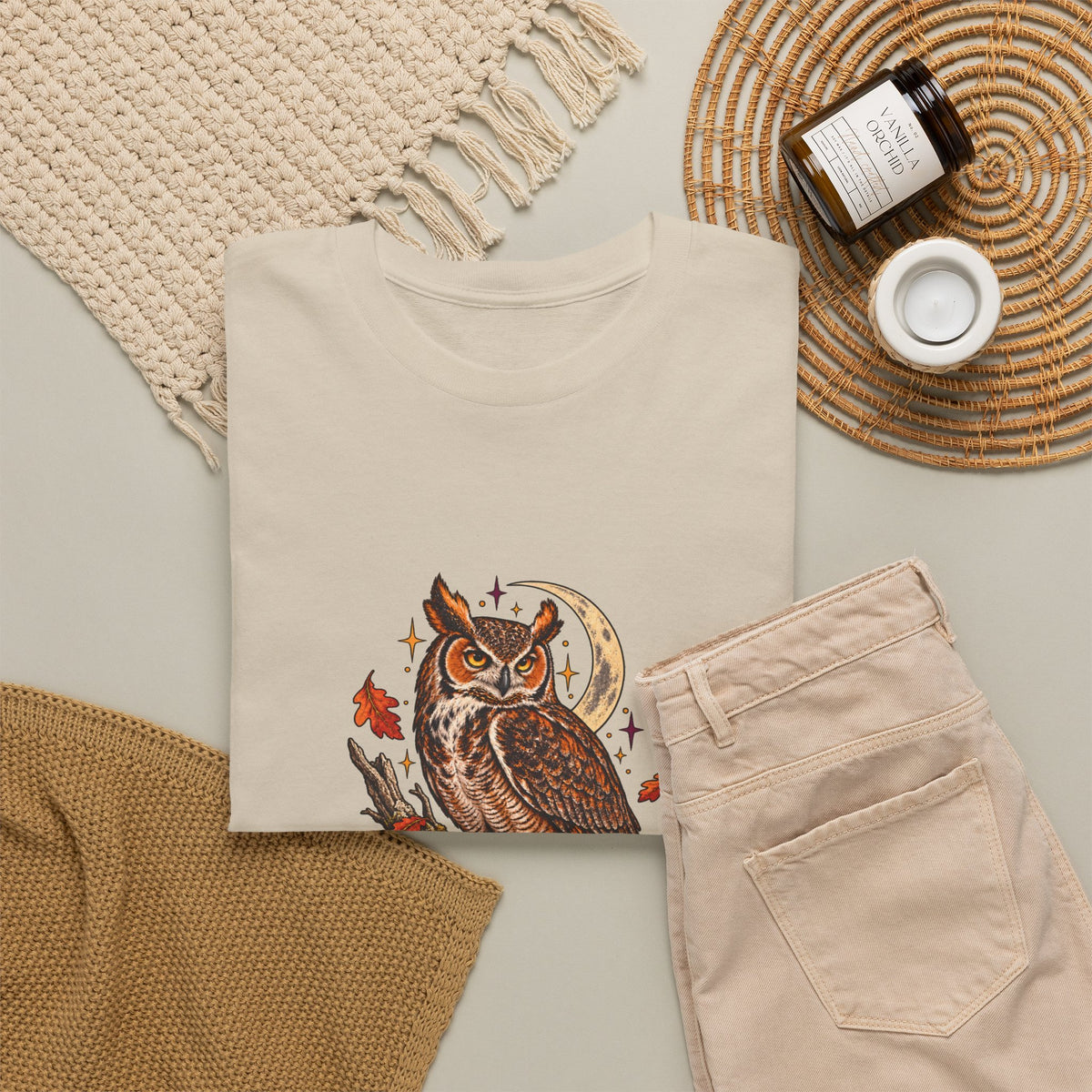 Night Shift Owl T-Shirt — Vintage Autumn Owl Graphic Tee