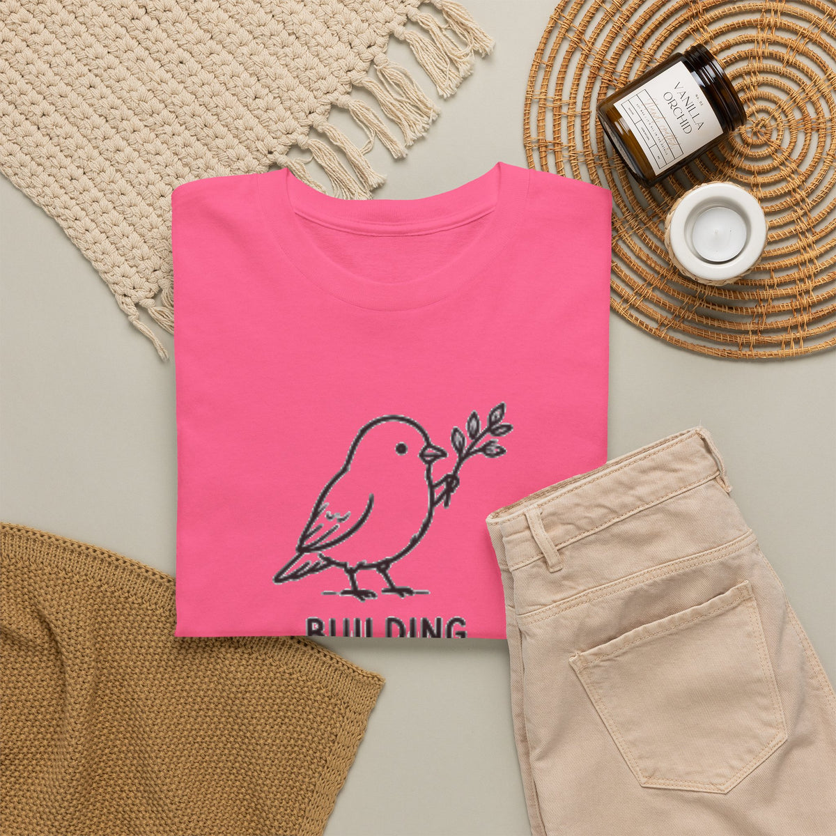 Building Something Soft Tee — Cute Bird Graphic T‑Shirt