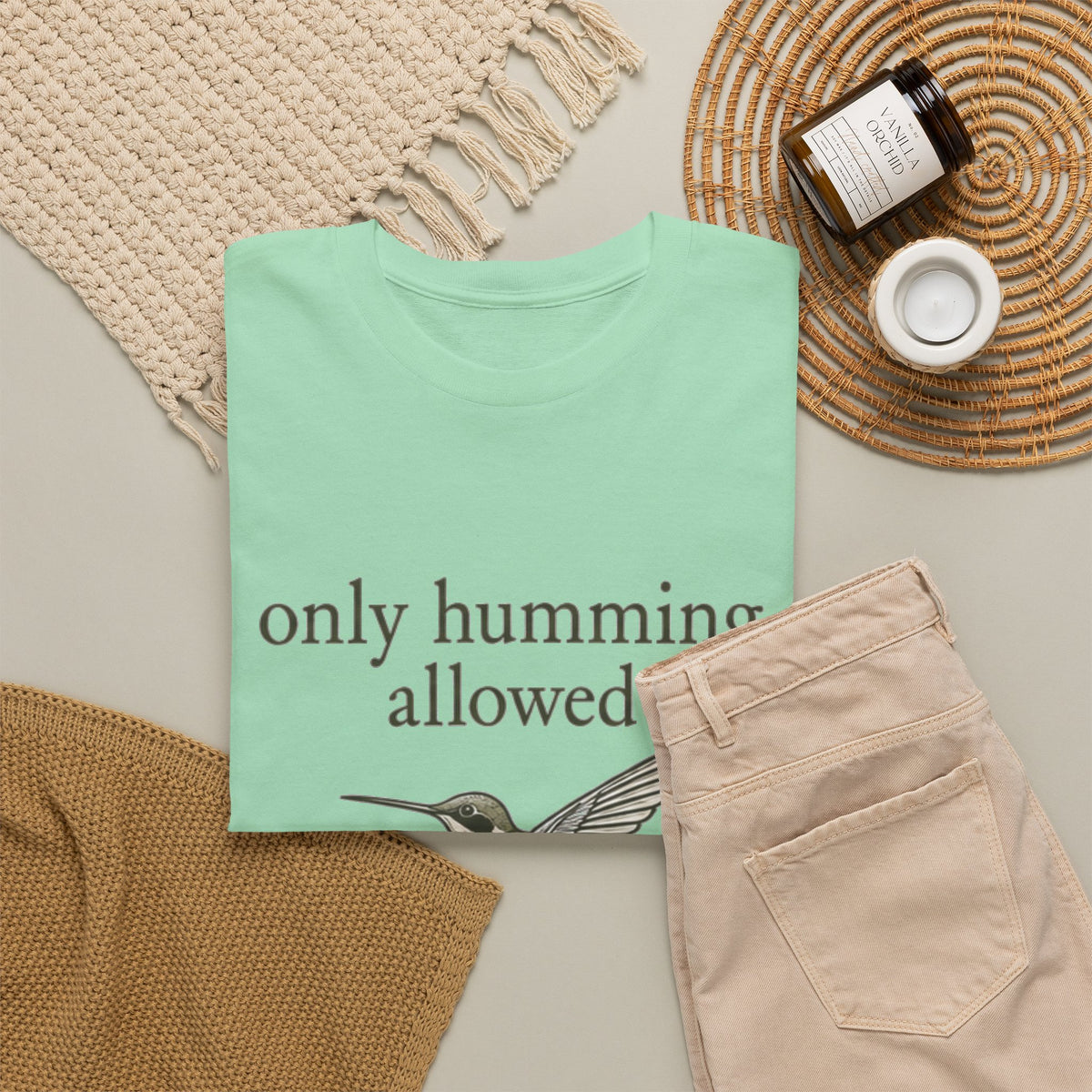 Hummingbird Tee — "only humming allowed" Vintage Bird Graphic Shirt