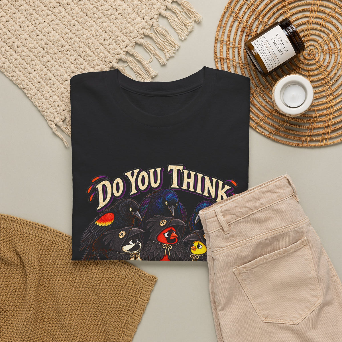 Do You Think They'll Notice? Crow Crows Graphic Tee — Halloween Autumn Tee