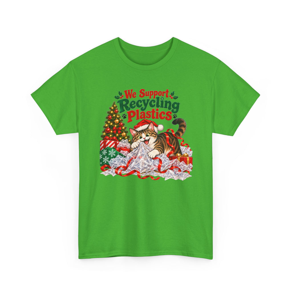 Recycling Plastics Cat Christmas T-Shirt