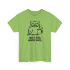 Early Bird, Worse Mood Owl T-Shirt – Funny Coffee Lover Tee