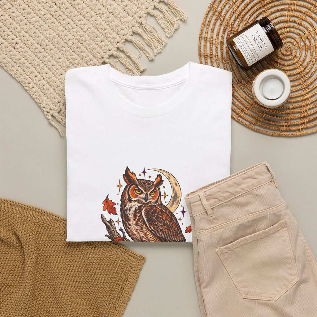 Night Shift Owl T-Shirt — Vintage Autumn Owl Graphic Tee