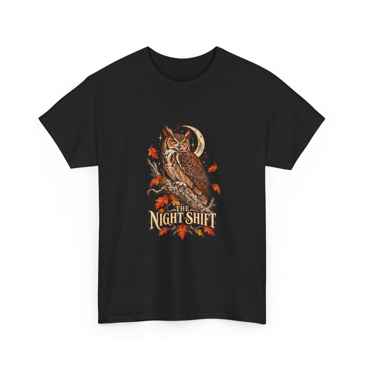 Night Shift Owl T-Shirt — Vintage Autumn Owl Graphic Tee
