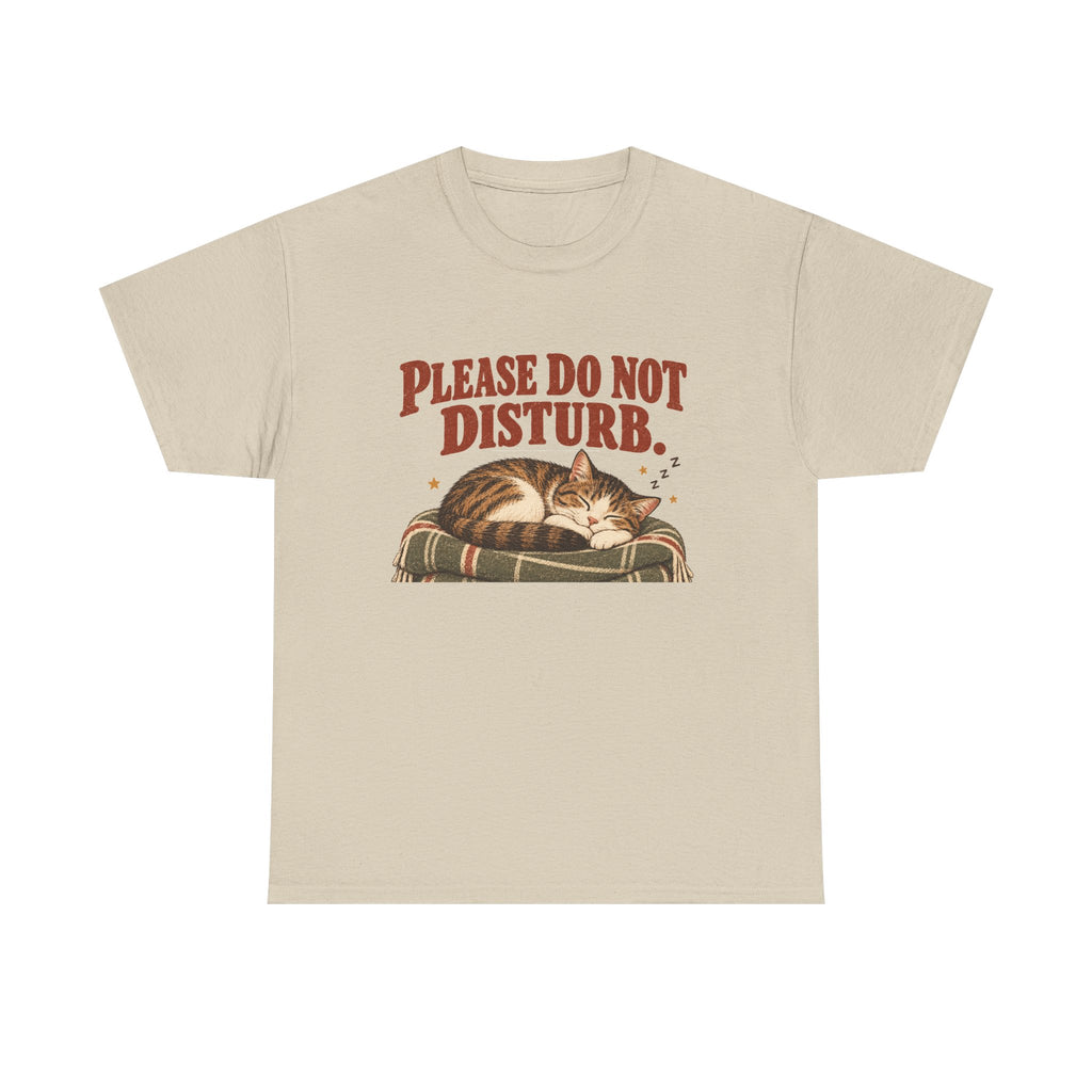Please Do Not Disturb Cat T-Shirt — Cute Sleeping Cat Tee for Cat Lovers