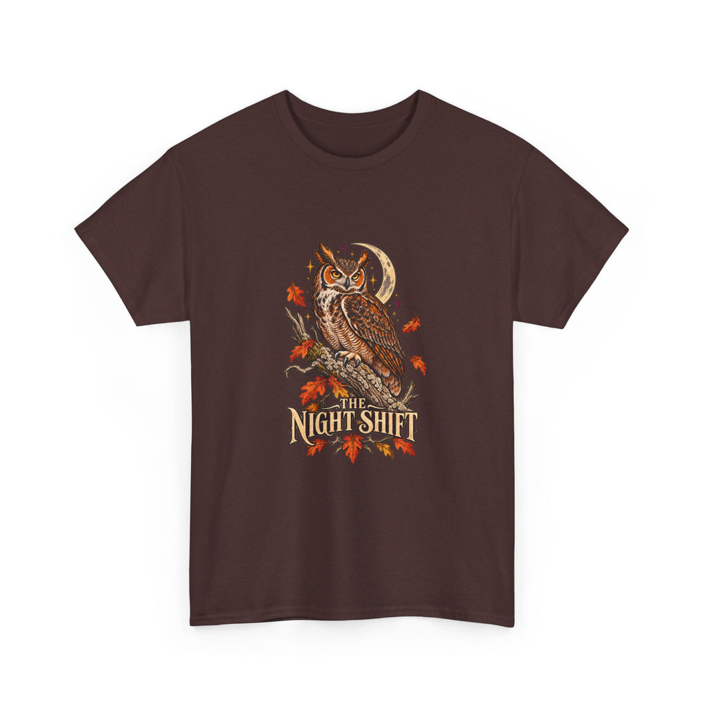 Night Shift Owl T-Shirt — Vintage Autumn Owl Graphic Tee
