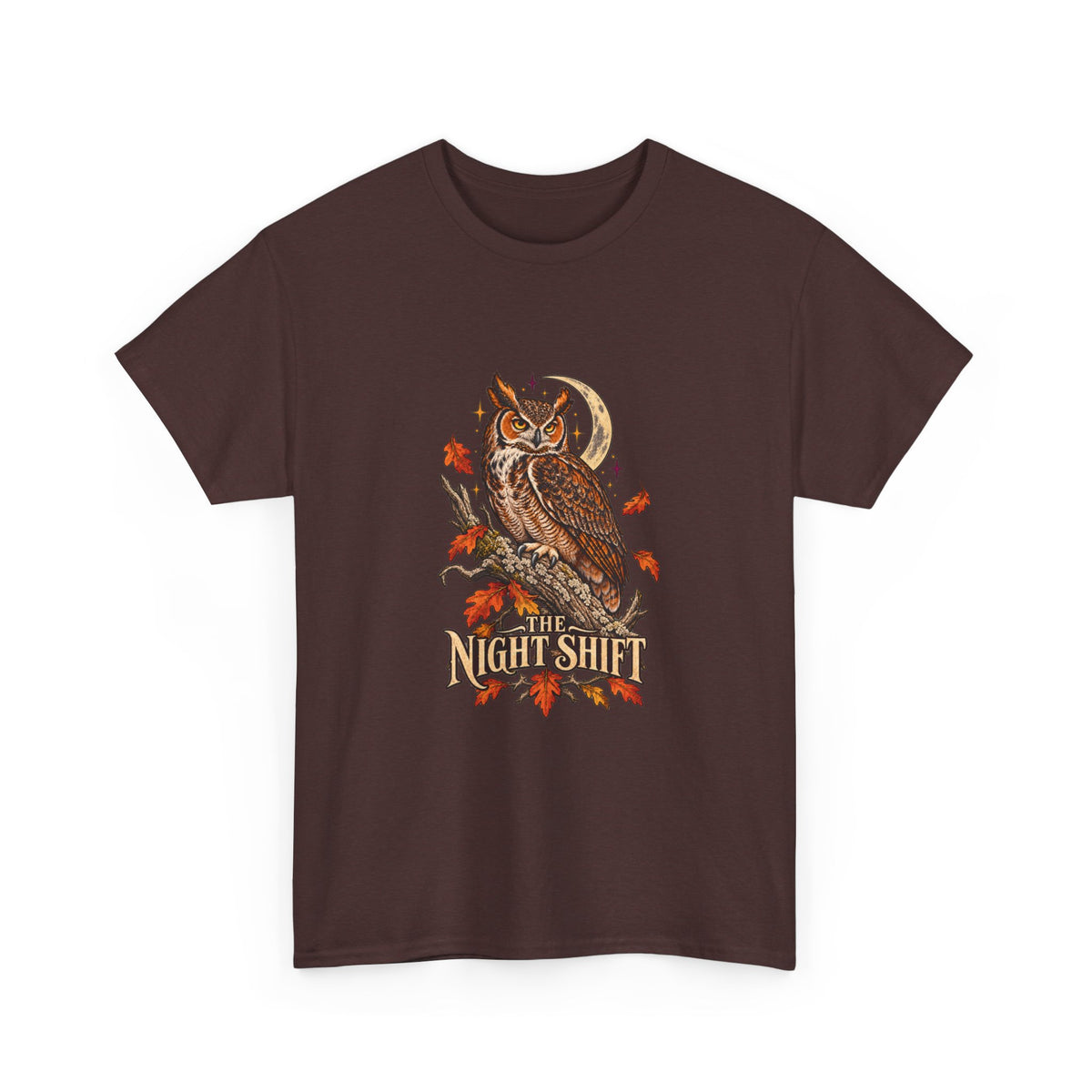 Night Shift Owl T-Shirt — Vintage Autumn Owl Graphic Tee