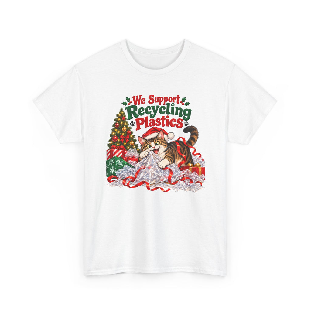 Recycling Plastics Cat Christmas T-Shirt