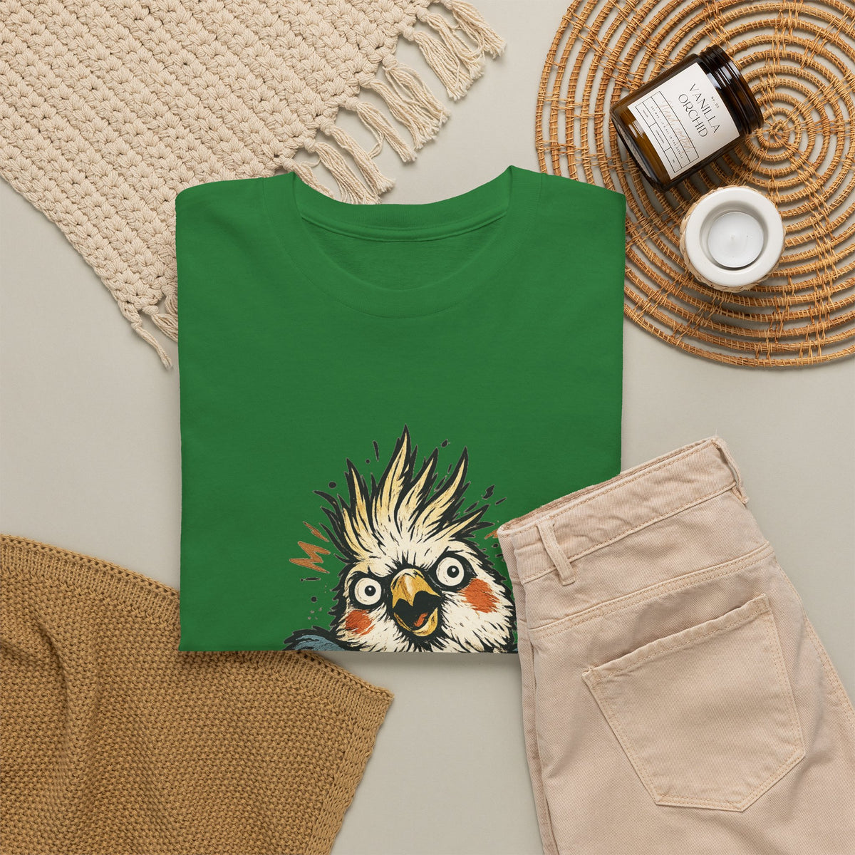 Unhinged & Fully Feathered Tee — Funny Cockatiel Bird Graphic T-Shirt