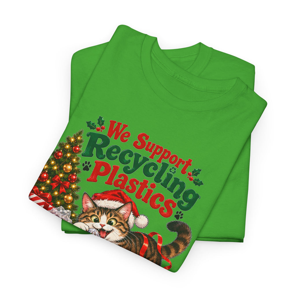 Recycling Plastics Cat Christmas T-Shirt