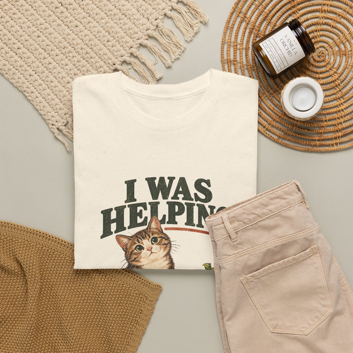 Cat “I Was Helping” T‑Shirt
