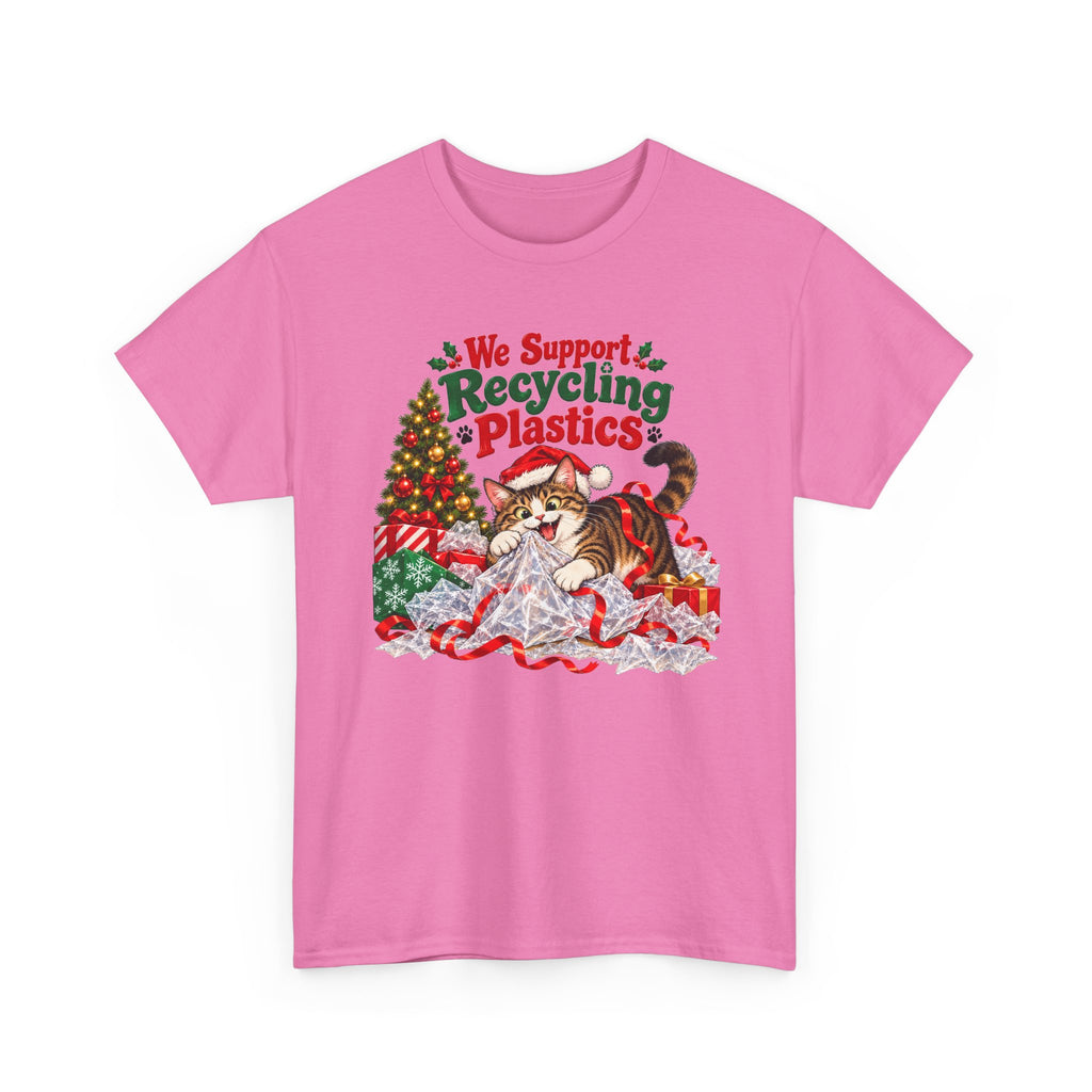 Recycling Plastics Cat Christmas T-Shirt