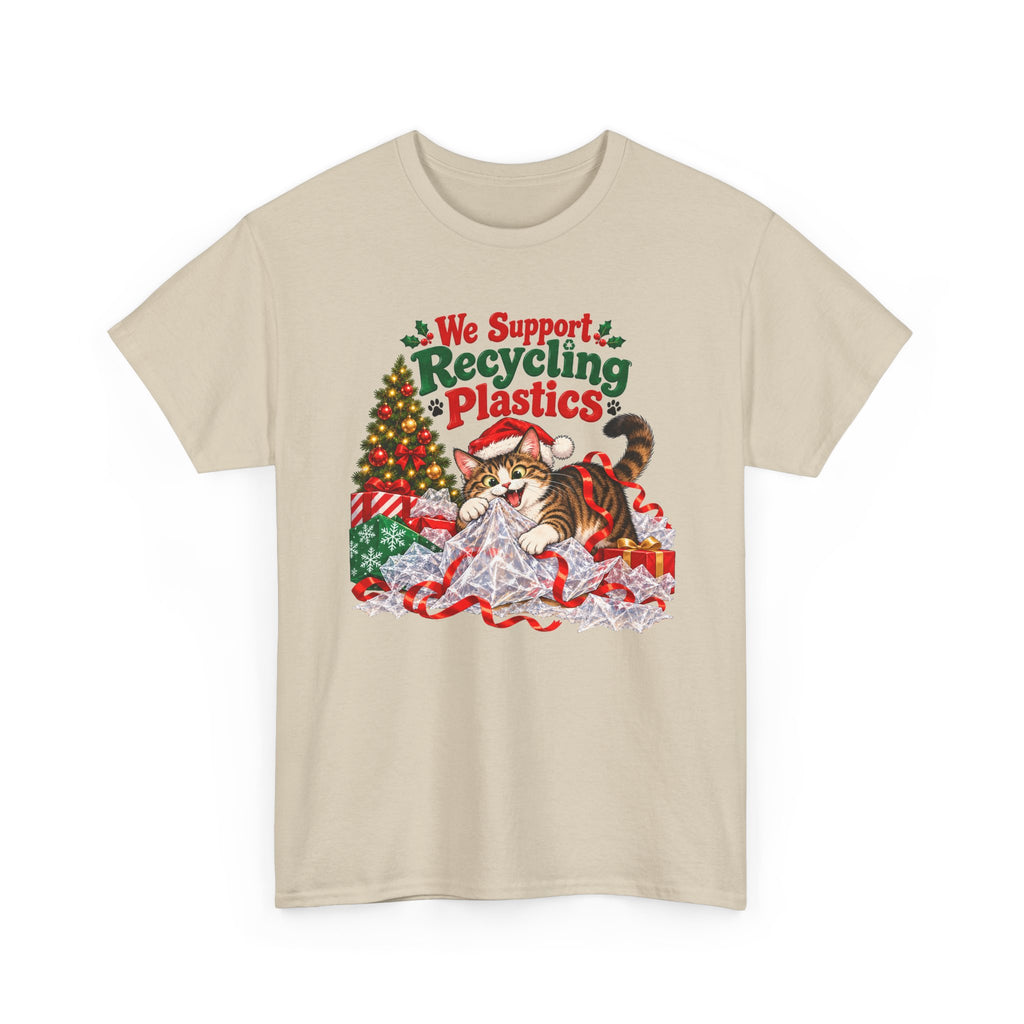 Recycling Plastics Cat Christmas T-Shirt