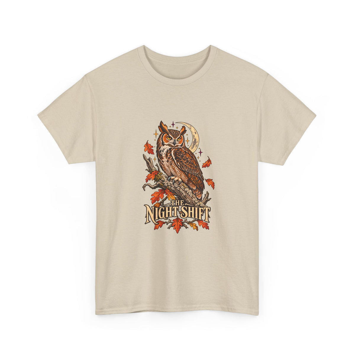 Night Shift Owl T-Shirt — Vintage Autumn Owl Graphic Tee
