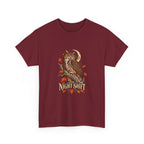 Night Shift Owl T-Shirt — Vintage Autumn Owl Graphic Tee