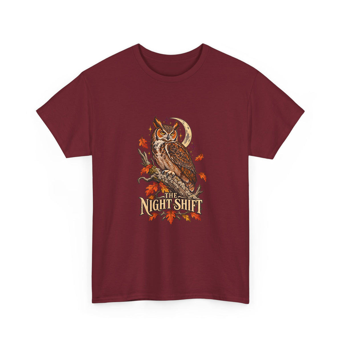 Night Shift Owl T-Shirt — Vintage Autumn Owl Graphic Tee