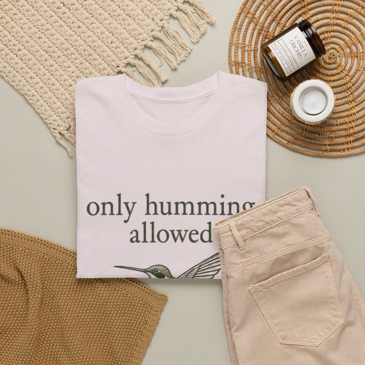 Hummingbird Tee — "only humming allowed" Vintage Bird Graphic Shirt