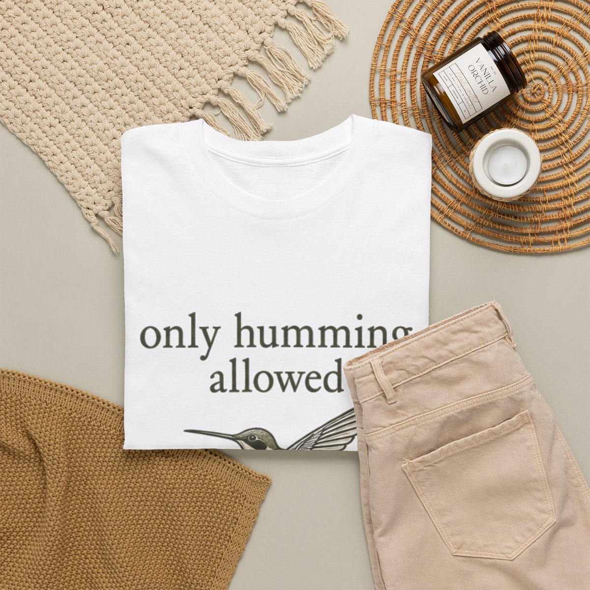 Hummingbird Tee — "only humming allowed" Vintage Bird Graphic Shirt