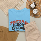 Cat T-Shirt — "Today's Plan: Ignore Everyone" Funny Lazy Cat Tee