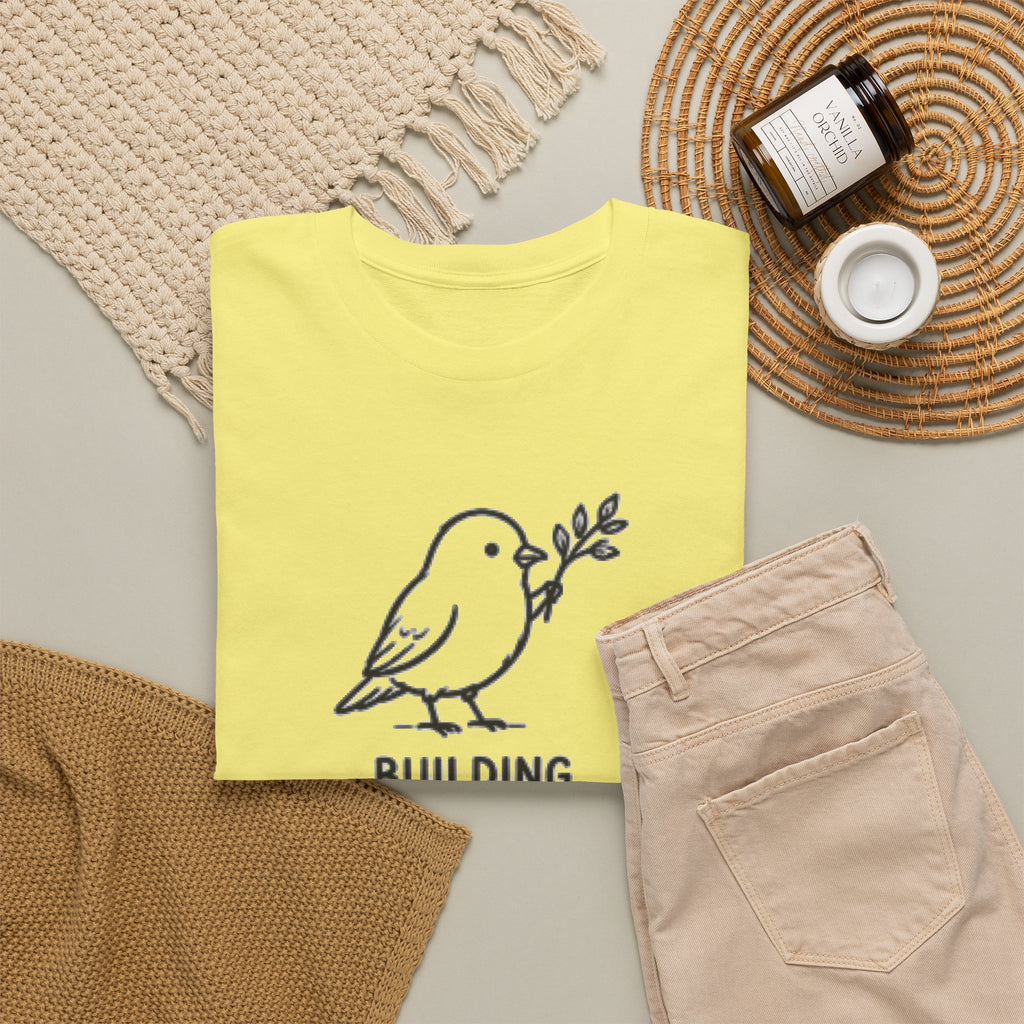 Building Something Soft Tee — Cute Bird Graphic T‑Shirt