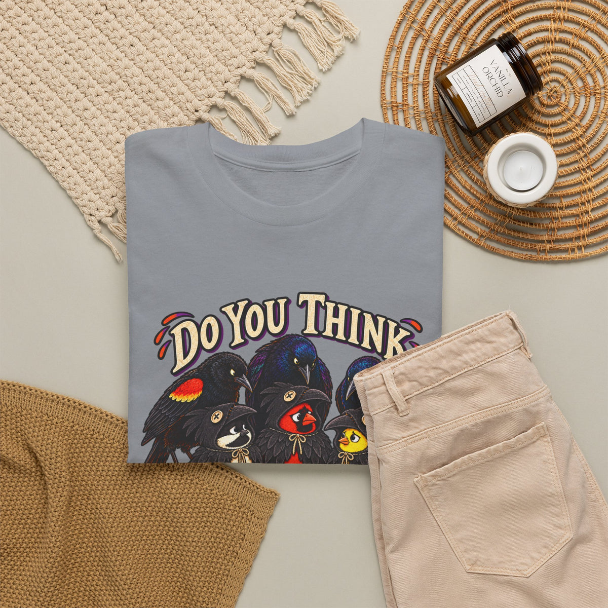 Do You Think They'll Notice? Crow Crows Graphic Tee — Halloween Autumn Tee