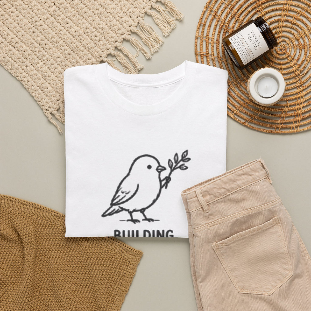 Building Something Soft Tee — Cute Bird Graphic T‑Shirt