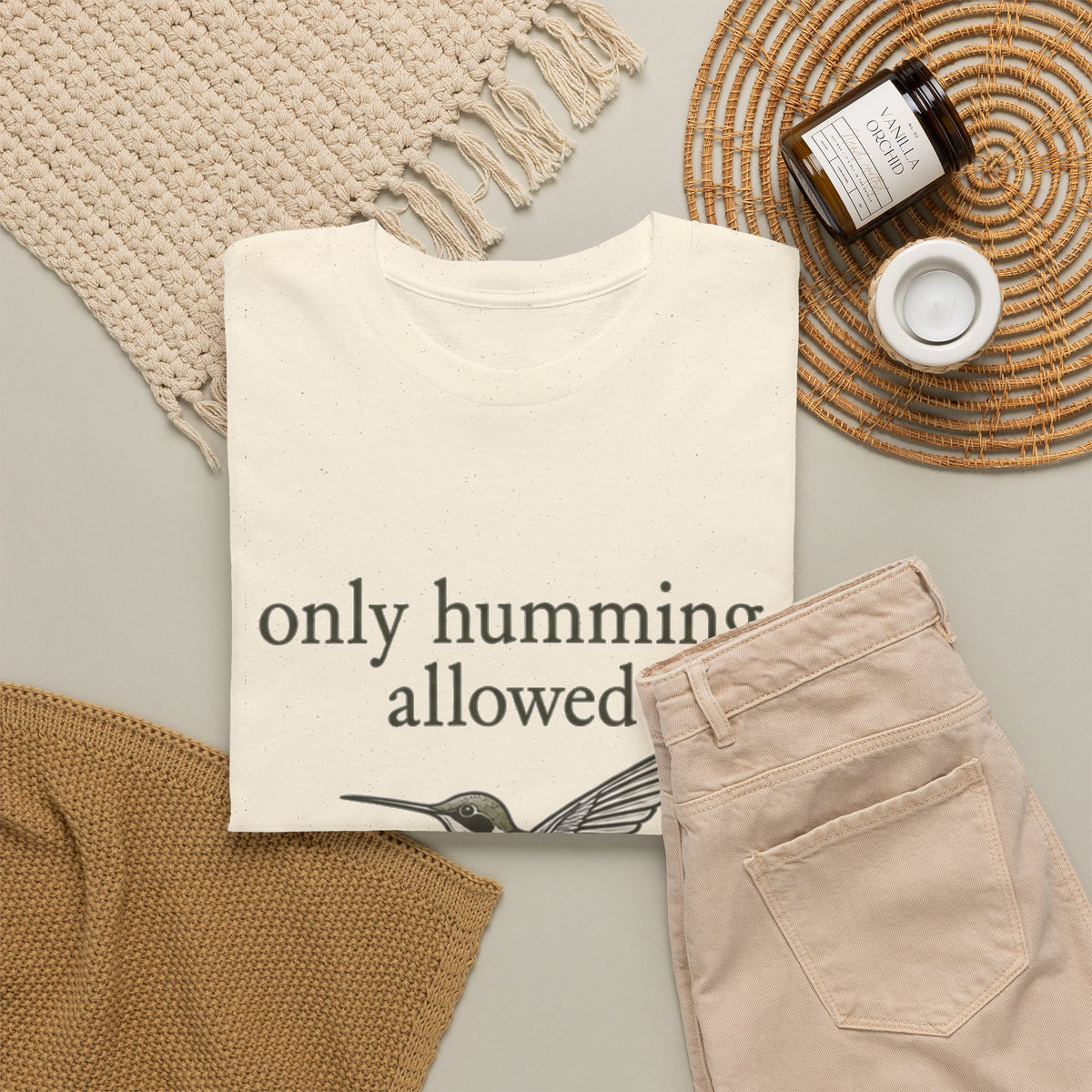 Hummingbird Tee — "only humming allowed" Vintage Bird Graphic Shirt