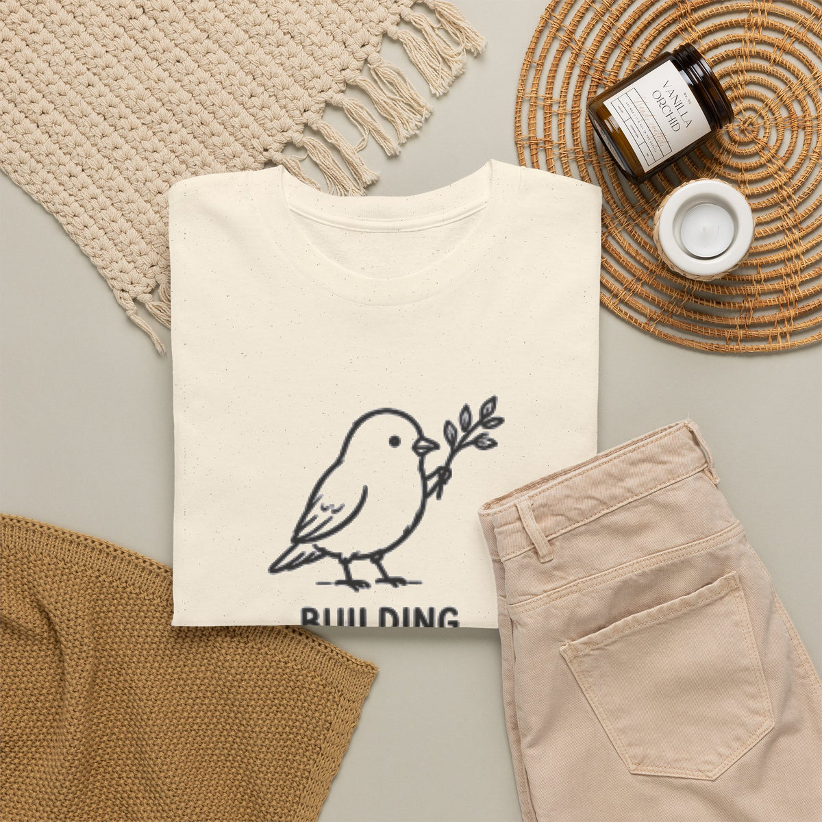 Building Something Soft Tee — Cute Bird Graphic T‑Shirt