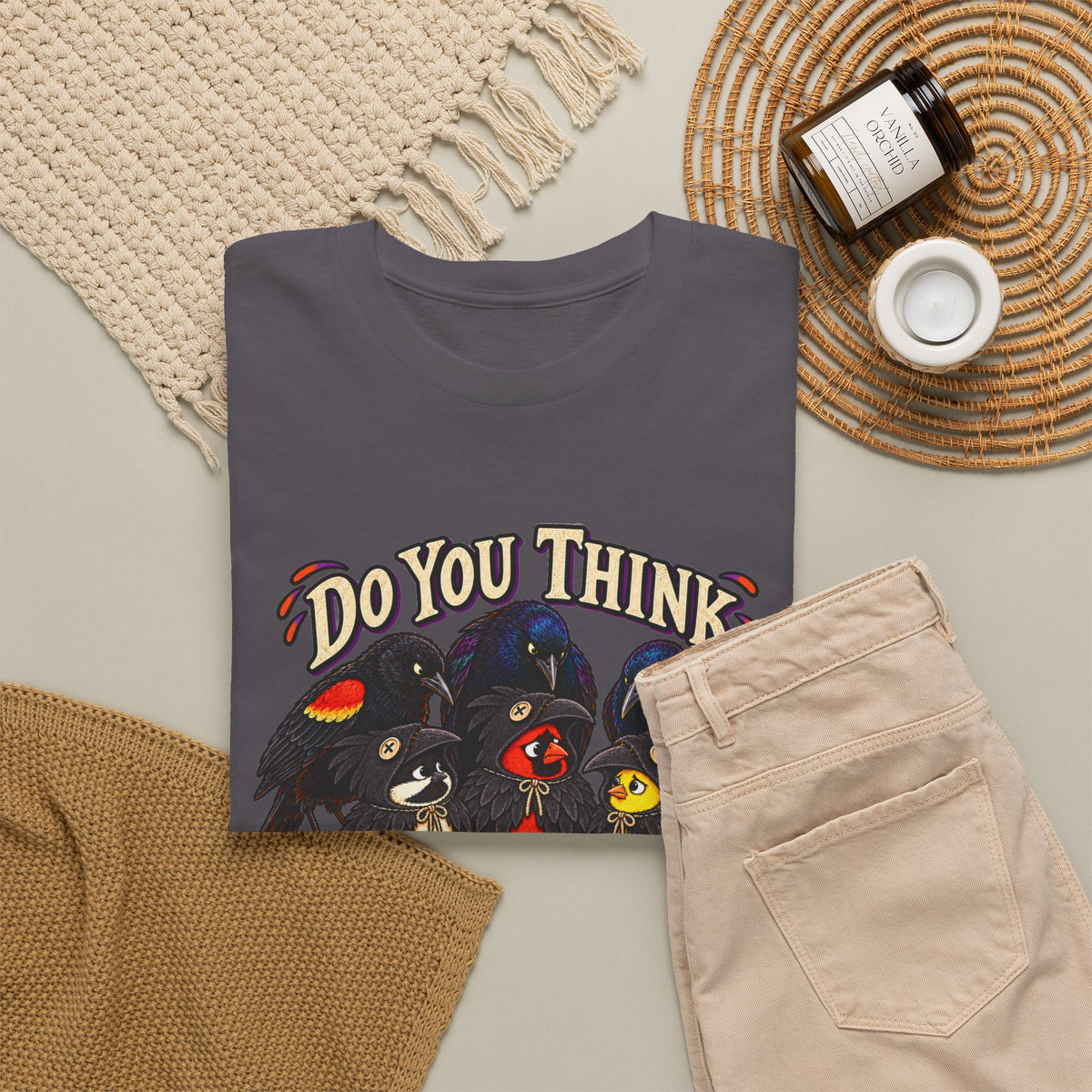 Do You Think They'll Notice? Crow Crows Graphic Tee — Halloween Autumn Tee