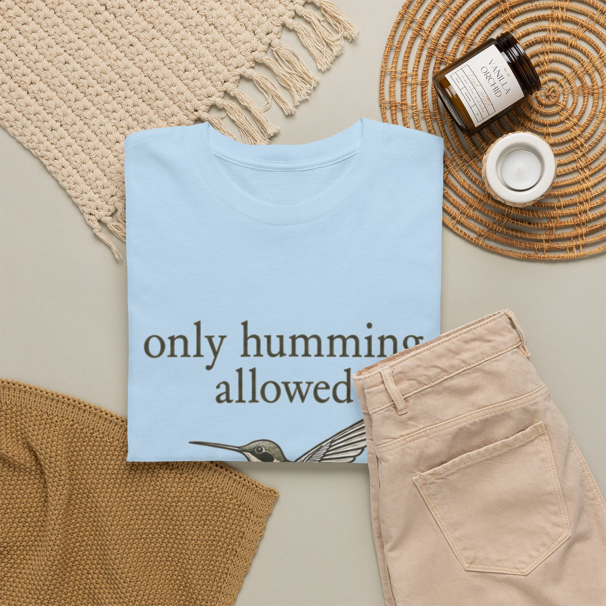 Hummingbird Tee — "only humming allowed" Vintage Bird Graphic Shirt