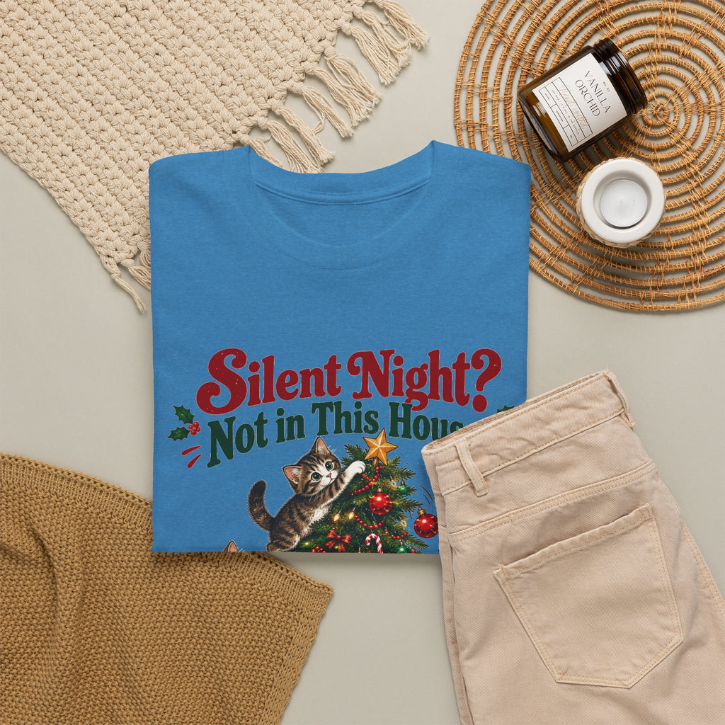 Silent Night? Not in This House Christmas Cat T-Shirt