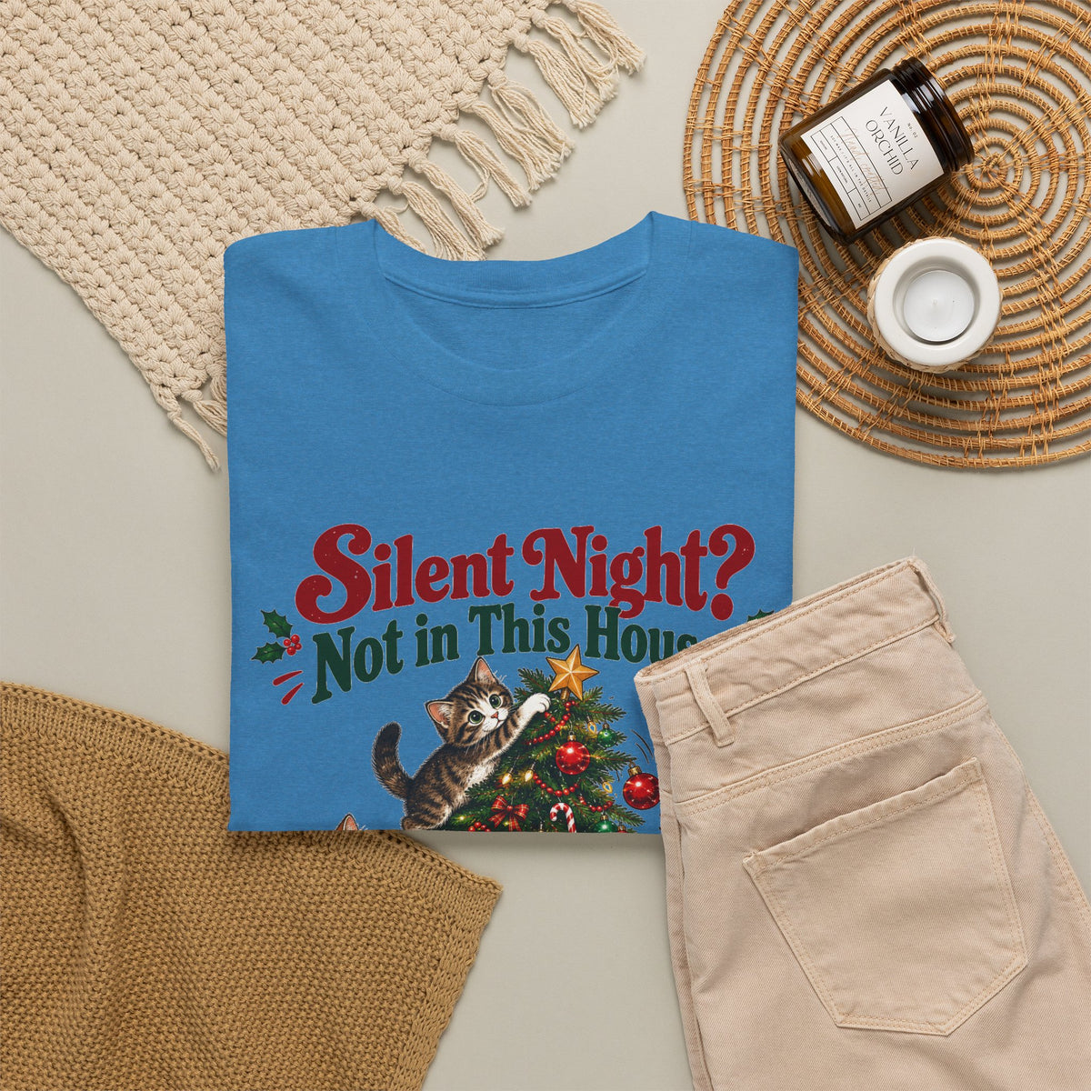 Silent Night? Not in This House Christmas Cat T-Shirt
