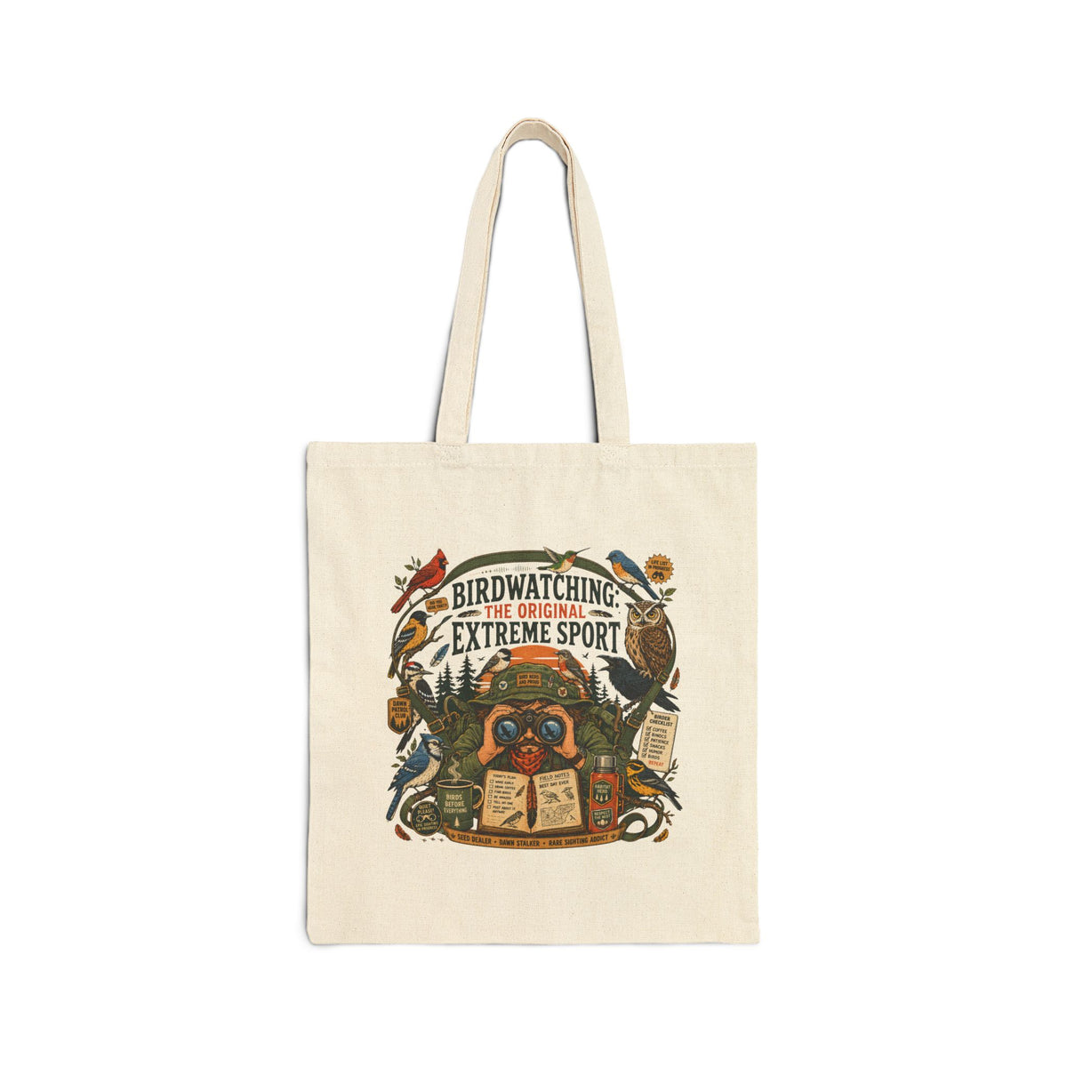 Tote Bag — "Birdwatching: The Original Extreme Sport" Cotton Canvas Tote
